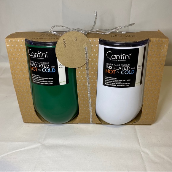 Cantini Set 2 Stainless Steel Wine Tumblers NWT Christmas Naughty Nice Glasses - Picture 4 of 6